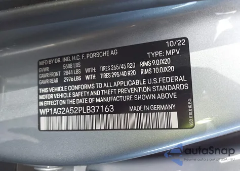 2023 Porsche Macan S z USA, uszkodzony, nr VIN WP1AG2A52PLB37163